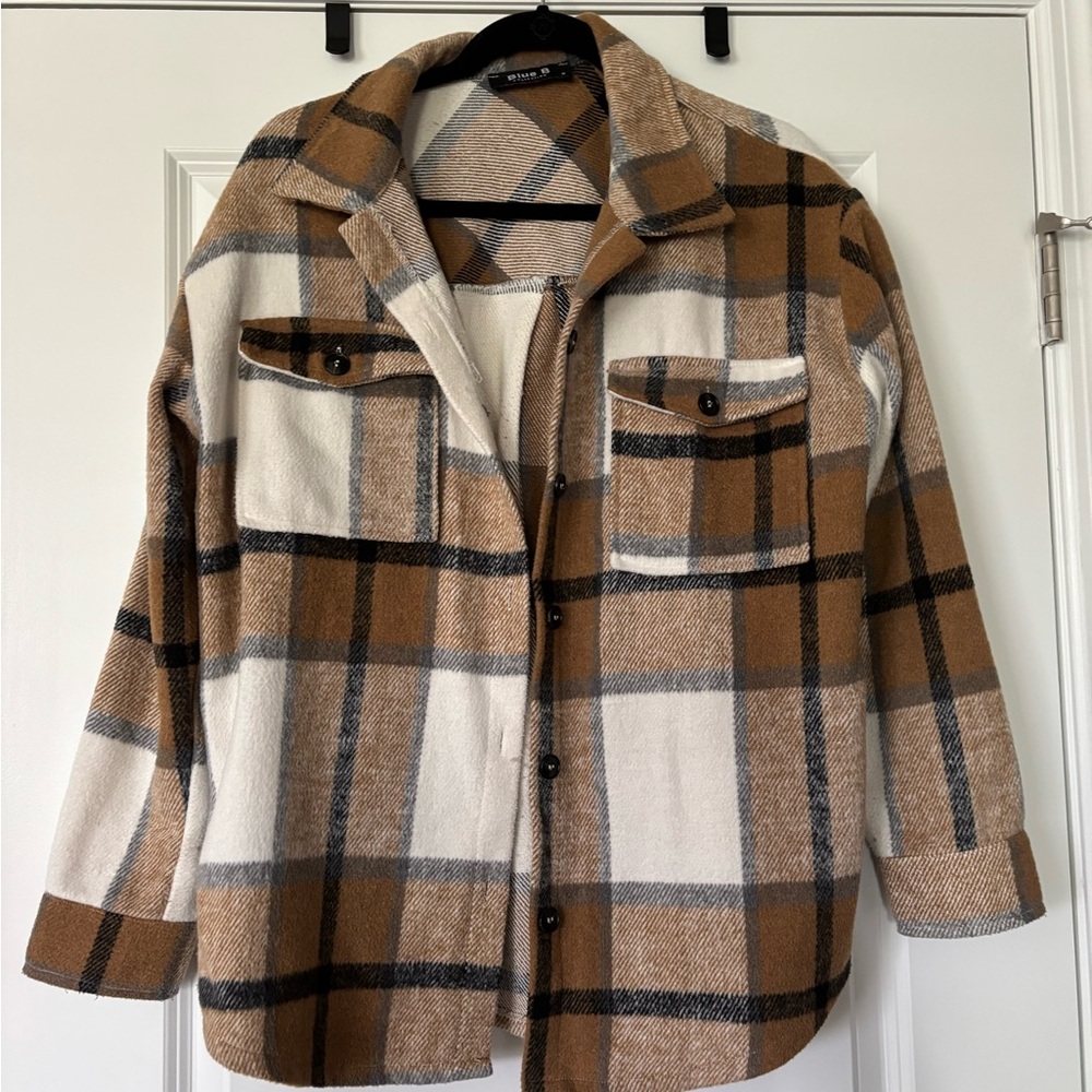 Brown and White Plaid Shacket
